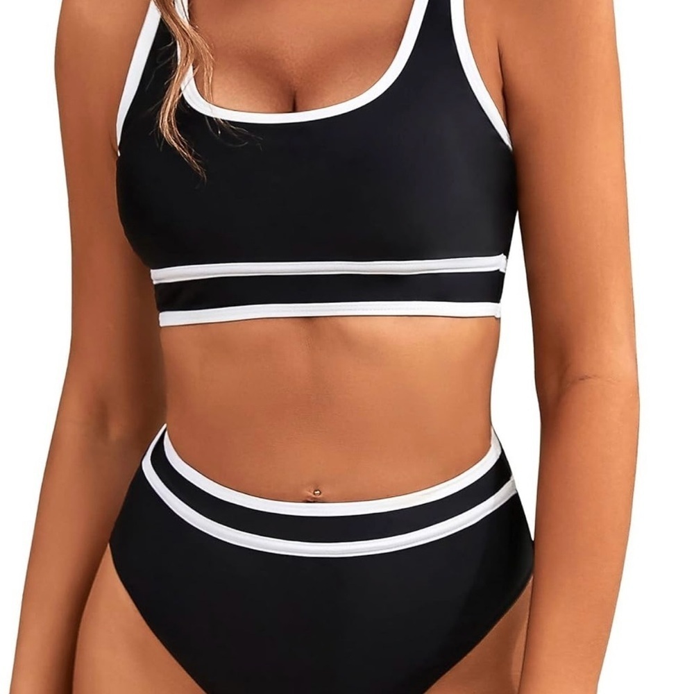 Black and White Sporty Bikini Swim Set